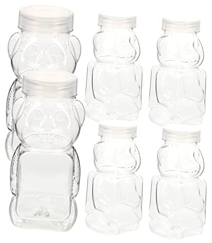POPETPOP 6stücke Bärenhonigflasche Transparente Glasflasche mit Luftdichtem Verschluss für Honig Sirup Süßigkeiten Aufbewahrung Lebensmittelecht und Robust