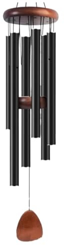 CGUOHU Windspiel 6 Röhren Windspiele aus Aluminiumlegierung mit Haken, Schwarze Glocken for draußen, Zuhause, Hochzeit, Party, Gedenkdekoration, Ornamente, Geschenke Klangspiel Windspiel