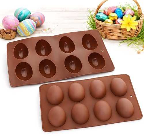 GALPADA Silikonform Ei: 8 Hohlraum Silikonform Ostereier, 25x15cm Halbes Backform Eierform für Schokolade Osterei Mousse Bonbons Eiswürfel Dekor