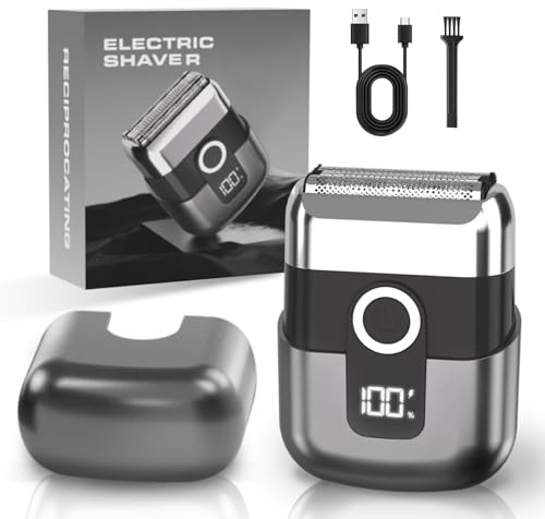 LYRSLF Electric Foil Shavers for Men: Mini Electric Razor, Foil Shaver for Face, IPX7 Waterproof Wet Dry Cordless Razor with 3 Floating Blades, LED Display for Travel & Home, USB Type C