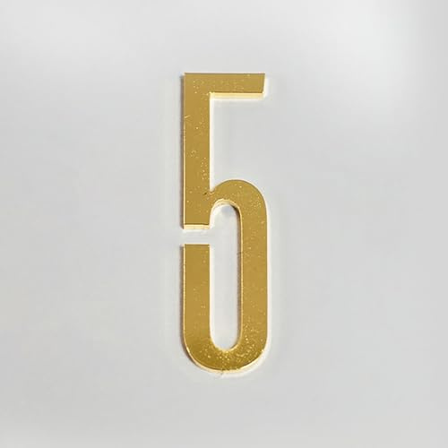 Selbstklebende Hausnummern Aufkleber 3 Zoll Moderne Metall-Zinklegierung Türnummer 7 cm Goldene Briefkasten Adresse Schild, für Wanddekoration, Apartment, Hotelzimmer, Café, Büro, Garten(5)