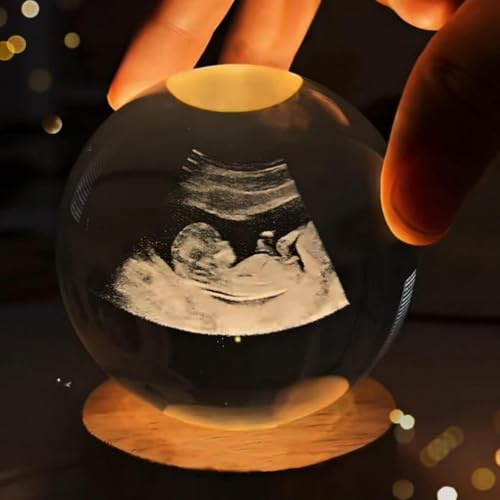 MINXLTD Personalisiertes 3D-Kristallfoto Mit Heller Basiskugel, Personalisierte 3D-Kristallkugel Mit Fotogravur, Individuelles Jubiläumsgeschenk For Paare(6 cm)