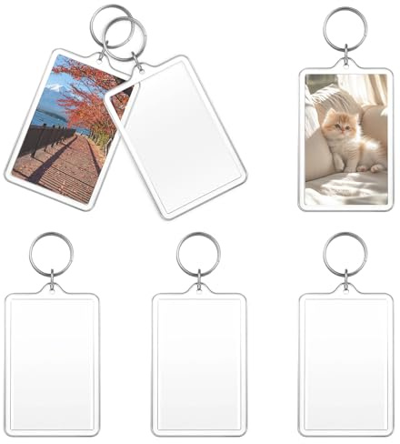 6Pcs Photo Keychain Acrylic Transparent Picture Keychain Mini Insert Photo Keyring DIY Blank Clear Picture Frame Key Chain Holder for Custom Personalized Graduation Gifts Accessory 2.76 x 1.73inch