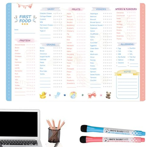 Spårare för barnmat, matspårare | Magnet för dagböcker | Magnet för First Foods Tracker, repeterbar checklista med matdiagram