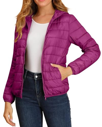 FUPODD Steppjacke Damen Leicht Mit Kapuze Übergangsjacke Steppmantel Kurz Große Größen Winterjacke Warm Stepp Jacken Zipper Daunenjacke Warme Puffer Jacke Winter Übergröße Mantel Crop Wintermantel