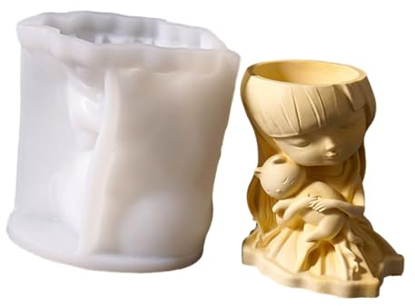PANGBOER Kitten Girl Flowerpot Silicone Mold Easy Demolding Dishwasher Safe For Making Candle Soap Flowerpot Holiday Decoration