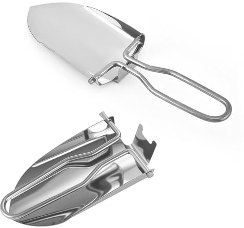 SquEqu 2 Pack Camping Shovel Stainless Steel Small Backpacking Shovel Mini Folding Survival Shovels Trowel Portable Poop Scooper Lightweight Digging Shovels for Outdoor Hiking Wilderness Campsite