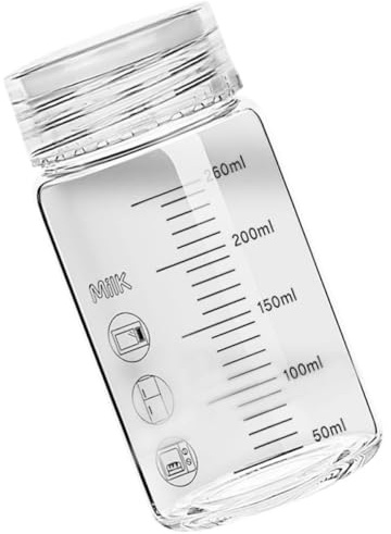 PAMINGONO Vaso de Vidrio con Escala 260 Ml Portátil con Tapa, Boca Ancha, Taza de Leche y Bebida para Exteriores, Vaso Resistente para Café y Agua, Adecuado para Casa, Oficina y Viajes
