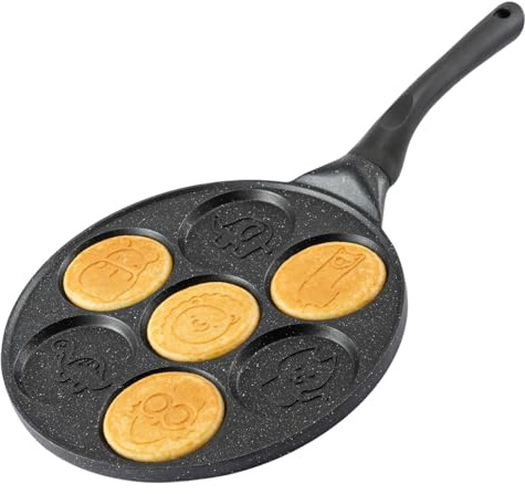 EVERGOODS Animal Mini Pancake Pan Make 7 Unique Flapjack Zoo Animals Including a Elephant Giraffe and More- Nonstick Pan Cake Maker Griddle for Breakfast Fun & Easy Cleanup Unique Holiday