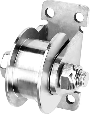 1 Stück Umlenkrolle Seilrolle 58 mm 2,28 Edelstahl 201 H-Nut Laufrolle | Geräuscharmer Rollenblock Schwerlast Lenkrollen für Schiebetore mit 2 Doppelrollen für Handhabung und Bewegung