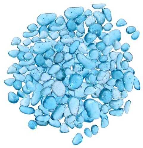 TOGEVAL Pierres Décoratives pour Aquarium 500 G en Cristal de Verre Bleu, Galets de Verre Quartz Non Flottants pour Décoration Terrarium et Ornement Vase Plante Aquatique
