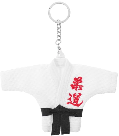 MBHTZJ Martial Arts Keychain with Embroidery Grappling Suit Key Holder for Judo Enthusiasts Festival Party Accessories - White Red
