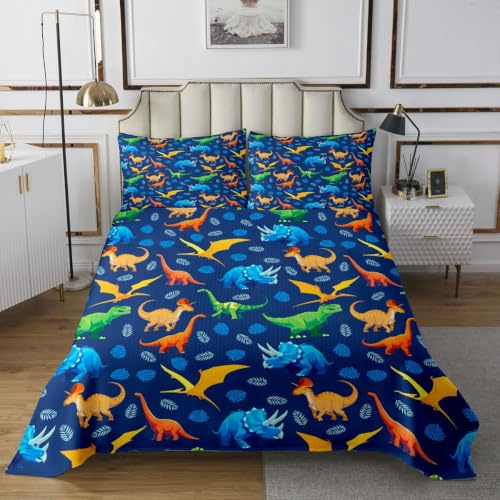 feelingyou Dinosaurie överkast 1 kudde skål 80 x 80 cm gamla djungeldjur täcktäcke för barn tonåringar tecknade dinosaurier sängkläder set S storlek