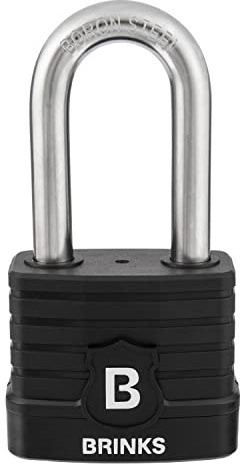 BRINKS 677-52051 Candado comercial resistente a la intemperie XT Plus Series con grillete de acero al boro de 2 pulgadas, negro, 50 mm (paquete de 1)