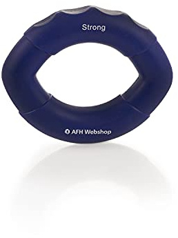 AFH Webshop Silikon Handtrainer und Fingertrainer | EasyFlex Premium Qualität | ergonomischer Fingertrainer Ring | Greifkraft Griffkraft Trainer (Länge: 10 cm, Nachtblau | stark)