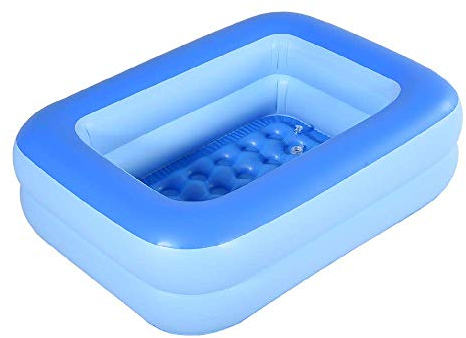 Paddling Pool, Inflatable Kiddie Pool,115 * 88 * 35 cm Blue Kids Swimming Pool Summer Water Fun Bathtub with Inflatable Soft Floor