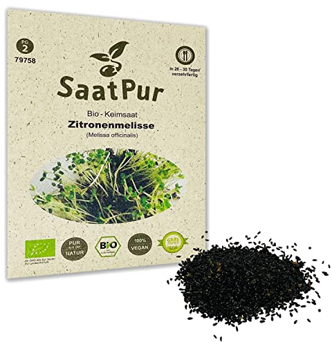 SaatPur Organic Lemon Balm Sprouts - Sprouting Seeds for Home Sprout Breeding - 5 g