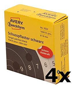 AVERY Zweckform 3522 Schusspflaster (Ø 19 mm, vorgedruckt) schwarz (4 Packungen)