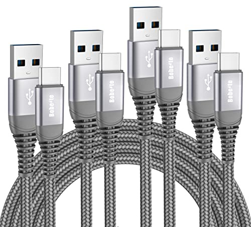 USB A to USB C Cable [4Pack,1M+2M+2M+3M] Type C Charger Fast Charging Lead | USB C Charger Cable 3A Braided Phone Charger Lead for Samsung Galaxy S26 S25 S24 S23 S22 S21 S20, Pixel 8 7 6, PS5, Switch