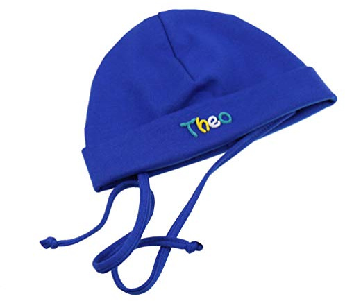 Babymütze mit Namen & Bendel Blau kobalt in verschiedenen Größen - Mütze für Babys Kinder Junge & Mädchen personalisiert - Kindermütze - Kopfbedeckung - Haube Haube zum binden