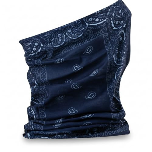 Rocking Party Adults Balaclava Snood Neck Tube Plain Paisley Scarf Travel Cover (Navy Paisley)