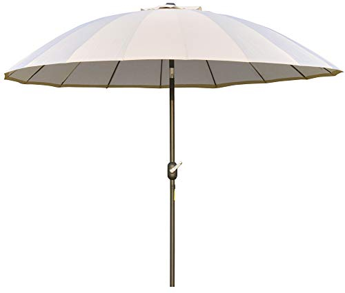 Outsunny 2.5m Shanghai Garden Parasol Umbrella with Crank & Tilt, Adjustable Outdoor Sun Shade, Off-White