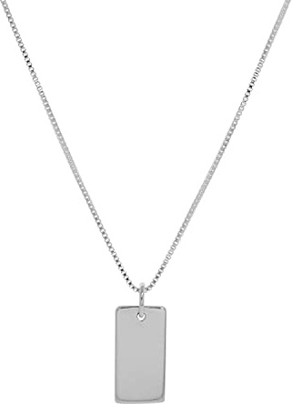 jewellerybox Collier plaque d'identité en argent sterling - 22 pouces