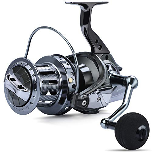 Sougayilang 10000 Series Surf Moulinet de pêche ，10 + 1 en Acier Inoxydable BB Ultra Smooth Puissant avec Bobine en Aluminium CNC Moulinet de pêche pour l'eau salée d'eau Douce