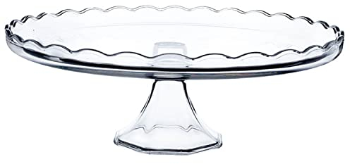 konsimo. SWEET LINE Tortenplatte – Kuchenplatte – Tortenständer - Tortenplatte glas – Kuchenstand - Kuchenplatte Rund – Tortenständer Welle 32 x 12 cm Transparent