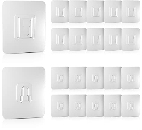Esteopt Ganchos de pared autoadhesivos de doble cara, 40 unidades de ganchos adhesivos transparentes, ganchos de pared adhesivos de doble cara, ganchos de pared autoadhesivos de alto rendimiento para