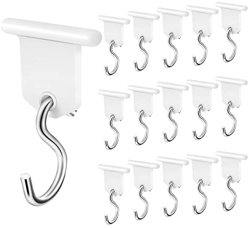 Homgaty Colgadores de Accesorios para toldo de RV, 16 Piezas de Ganchos para toldo en S, Ganchos para Luces de Fiesta, para Camping, Tienda, Autocaravana (Blanco)
