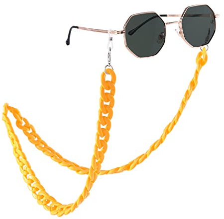 Bohend Mode Brillenketten Acryl Gesichtsmaskenkette Zubehör für Sonnenbrillenketten für Frauen und Mädchen (Gelb)