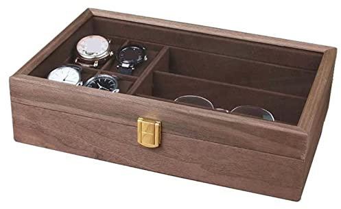 Uhrenbox Uhrenrolle Uhrenetui Uhrenhalter Eleganter 4-Uhr-Steckplatz Mit 3 Brillengittern, Uhrenetui-Halter, Armbanduhr, Sonnenbrillen-Display-Organizer Uhrenaufbewahrung
