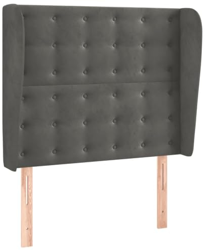 vidaXL Kopfteil mit Ohren Betthaupt Bettkopfteil Polsterkopfteil für Bettgestell Bett Schlafzimmer Bettzubehör Dunkelgrau 103x23x118/128cm Samt