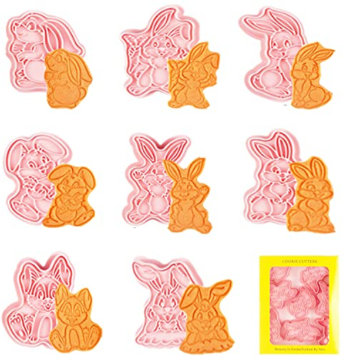 Ausstechformen Ostern,8 Stück Plätzchen Ausstecher Ostern,Kunststoff lätzchen Ausstecher Ostern,Keksausstecher Ostern,3D Plätzcher Ausstecher Fondant Ausstecher Kinder