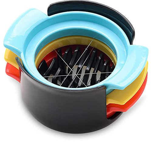 Black Olive Egg Slicer, 3 in 1 Egg Cutter for Hard Boiled Eggs Dishwasher Safe, Stainless Steel Wires, Easy to Clean, Time-Saving, Multi-Function Egg Cutter Hard Boiled Eggs (Pack of 1)