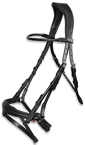 Horses Brida Tubular Merano Negro Completo, Finimento Indispensable para la Conducción del Caballo, Disponible en varios tamaños y colores