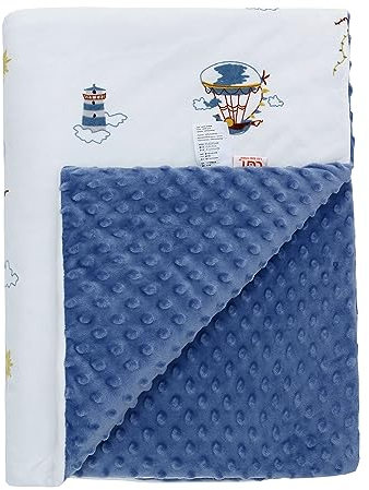 LAT Copertina Neonato Invernale Coperta per Neonati Peluche 75x100cm Unisex Reversibile Coperta per Passeggino (Mongolfiera)