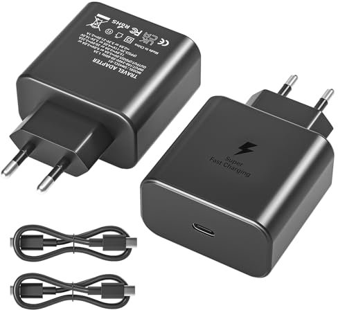 45W Chargeur Rapide USB C pour Samsung Galaxy S24/S23 Ultra/S23+/S23/S22 Ultra/S22+/S21/S21 Ultra 5G/S21+ 5G/S21 FE/S20 Ultra/S20+/S20/S20 FE/Tab S8 Ultra/Tab S7/Note10+ /Note 20/Z Fold 4 (2 Pack)