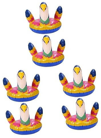 ibasenice 6piezas Flotadores Inflables para Bebidas Diseño De Loro Soportes para Copas La Piscina Fiestas Acuáticas y Verano