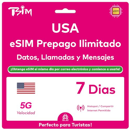 USA eSIM 7 Tage. T-Mobile Netzwerk mit Unbegrenzt Highspeed-Daten, Lokale Anrufe und SMS in den USA (Hawaii Inklusive). Erhalte eSIM Am Selben Tag per E-Mail und Beginne Sofort mit der Nutzung!