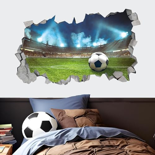 KAIRNE 3D Fußball Stadion Wandtattoo Durchbruch Jungen Schlafzimmer