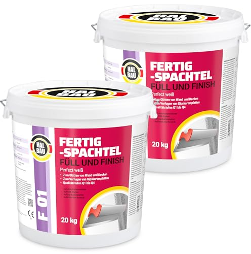 Fertigspachtel Füll Finish Q1-Q4, Fugenspachtel Innen 60kg, Perfekt Weiss, Glätten Verfugen GK Platten Halbau F01