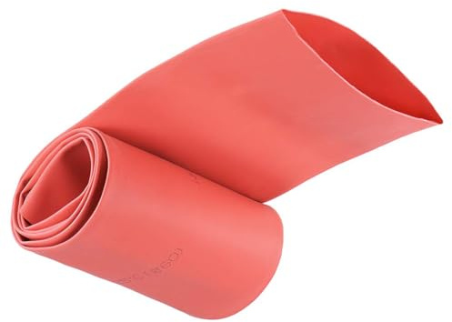 Unifizz - Guaina termorestringente, 60 mm di diametro, 98 mm di larghezza piatta, rapporto di restringimento 2:1, tubo termoretraibile, manicotto per cavi, 1 m - Rosso
