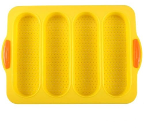 Muteitt Silicone Baguette Pan, Nonstick French Bread Bake Mold, Perforated Ham Burger Buns Sandwich Pans, Long Loaf Toast Mold Baking Tray for Oven Baker