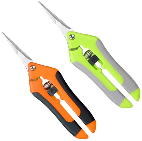 Oneyijun Forbici e cesoie per potatura idroponiche multiuso Giardinaggio per Piante Fiori Rami Rose Bonsai Verdura Frutta (Verde + Arancione, 2 pezzo)