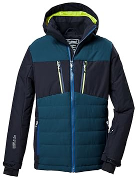 killtec Jungen Skijacke/Funktionsjacke mit abzippbarer Kapuze und Schneefang KSW 385 BYS SKI JCKT, dunkelnavy, 176, 42242-000