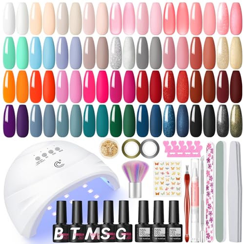 COSCELIA 35+5 Kit Ongle Gel UV Complet, Lampe UV Ongles Gel 35 Couleurs Vernis Semi Permanent Base et Top Coat Brillante Matte Pailleté Kit Manucure
