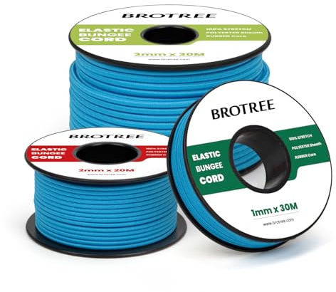 Brotree Cuerda Elástica 2mm x 30m Hilo Elástico Redonda Goma Elastica para Manualidades, Pulseras, Costura, Abalorios y Tienda - Azul