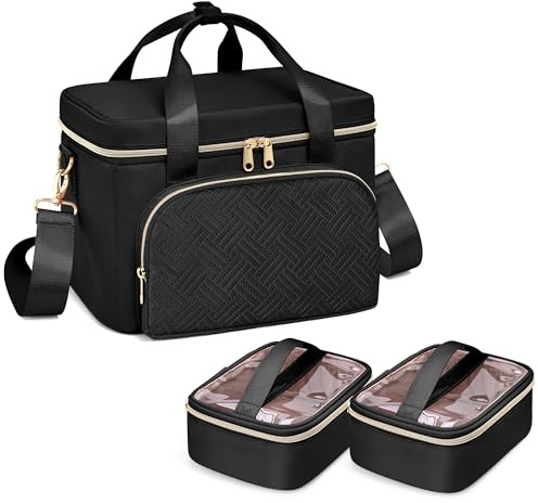 Prokva Organizer zur Nähzubehör mit 2 Abnehmbaren Taschen, Schwarz
